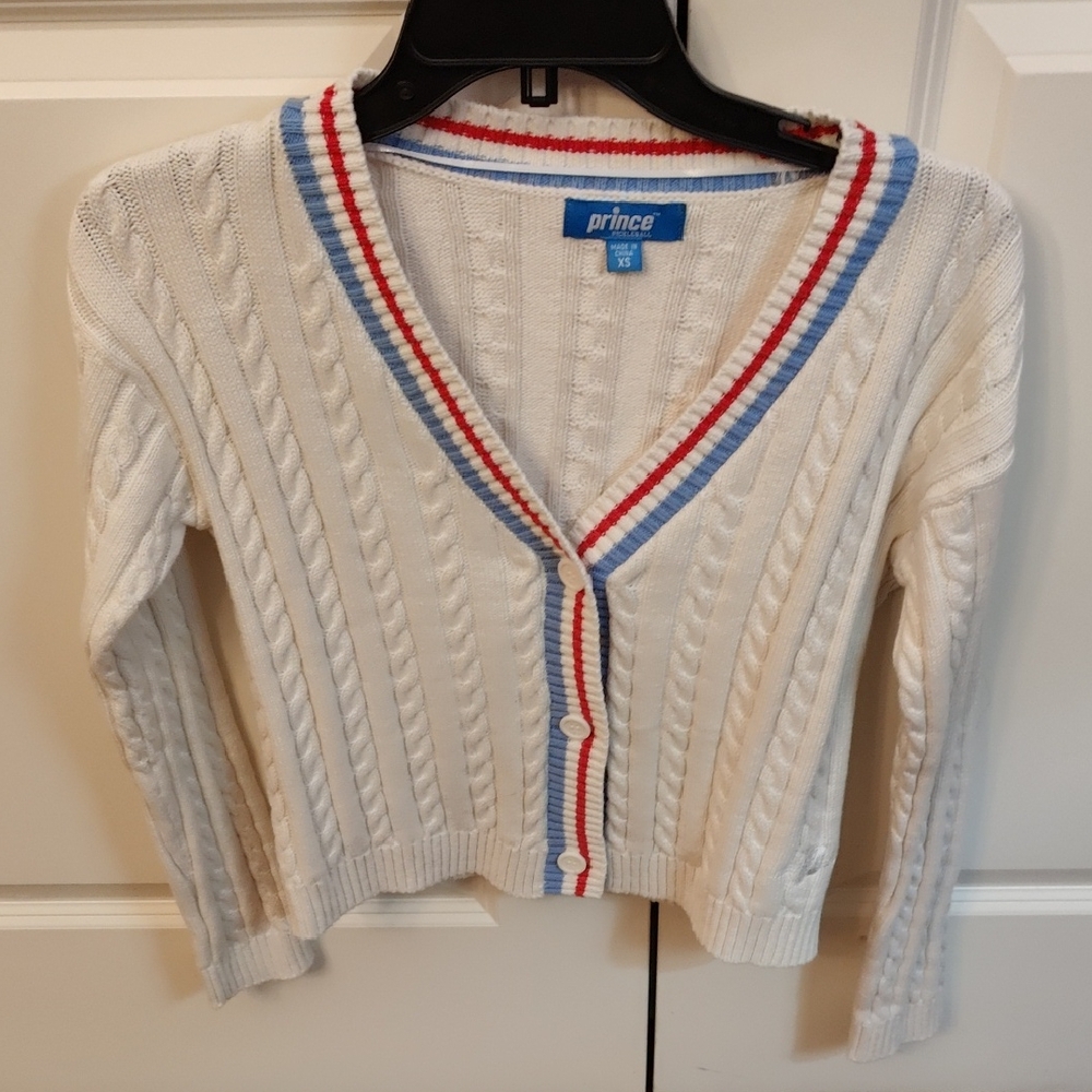 Prince Pickleball Cable Knit Cotton Cardigan XS